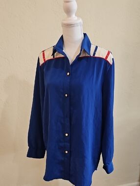 Vintage Retro Festival Patriotic Western Cut Buttondown Sz L SOOO COOL! COCHELLA